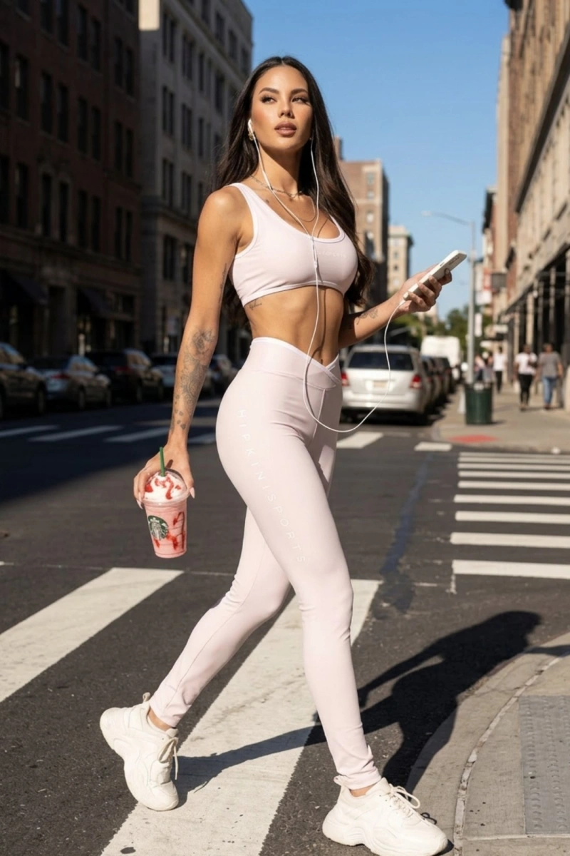Hipkini - Legging Fitness ClubHouse Cós Transpassado Rosa Frappuccino - 33331975